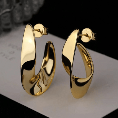 Brincos Dourados Twist Moderno